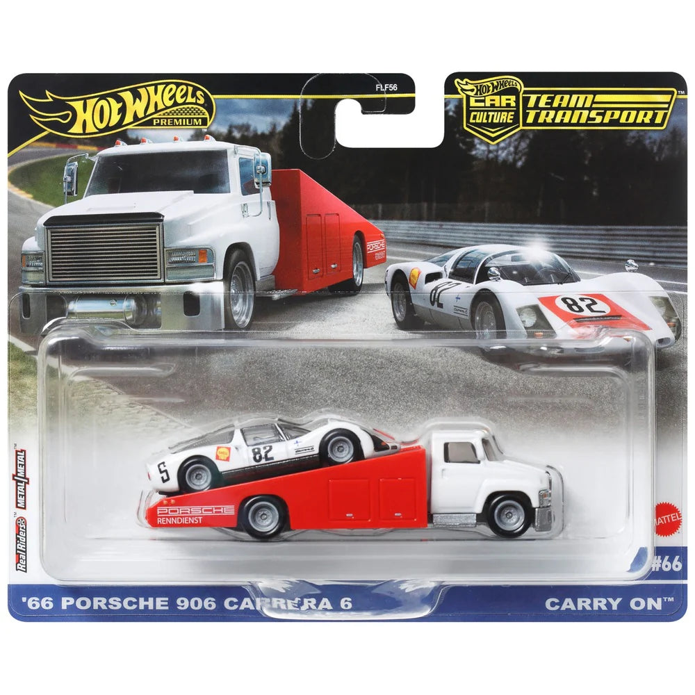 Set Transportor Porsche 906 Carrera si Carry On - 1/64 Hot Wheels Premium