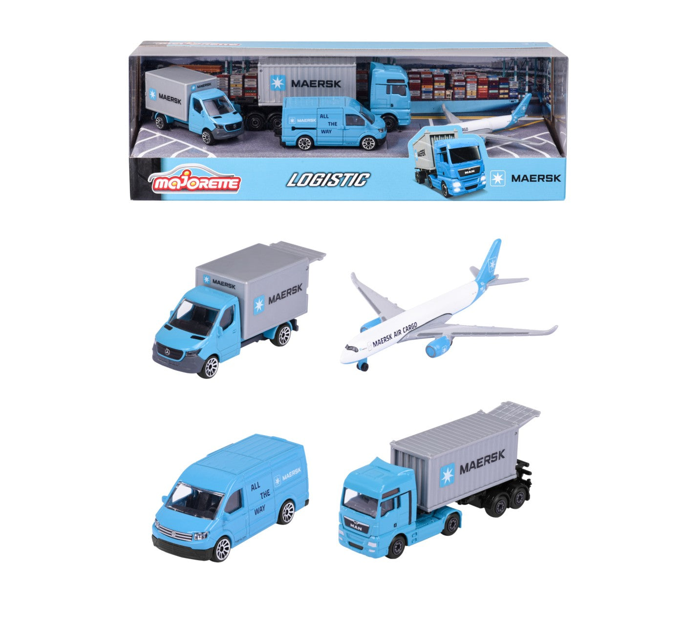 SET 4 machete Logistica Maersk - 1/64 Majorette