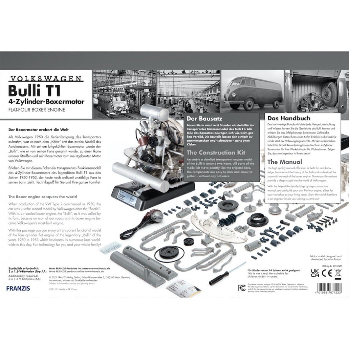 Motor de asamblat Volkswagen Bulli T1 - 4 Cilindri - 1/4 Franzis (original motorsound)