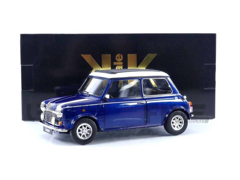 Mini Cooper albastru/alb Sunroof cu volan pe stanga - 1/12 KK-Scale