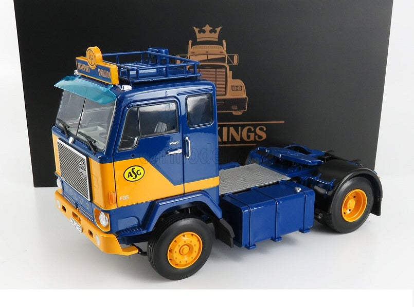 Camion Volvo 1965 albastru/galben - 1/18 Road Kings