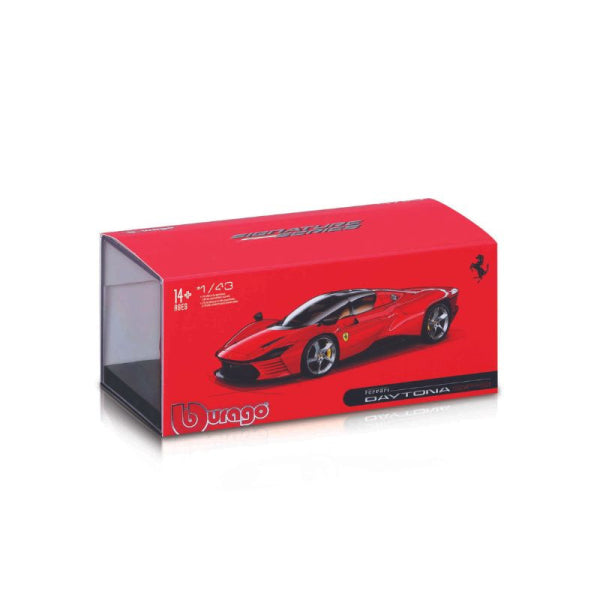 Ferrari Daytona SP3 rosu cu vitrina plexiglass - 1/43 Bburago Signature