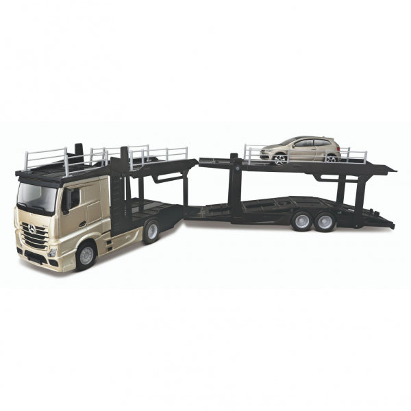 Transportor Mercedes-Benz Actros si VW Polo GTI 1/43 Bburago