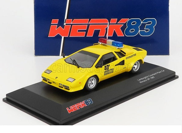 Lamborghini Countach galben Pace Car Monaco GP 1982 cu vitrina plexiglass - 1/43 Werk83