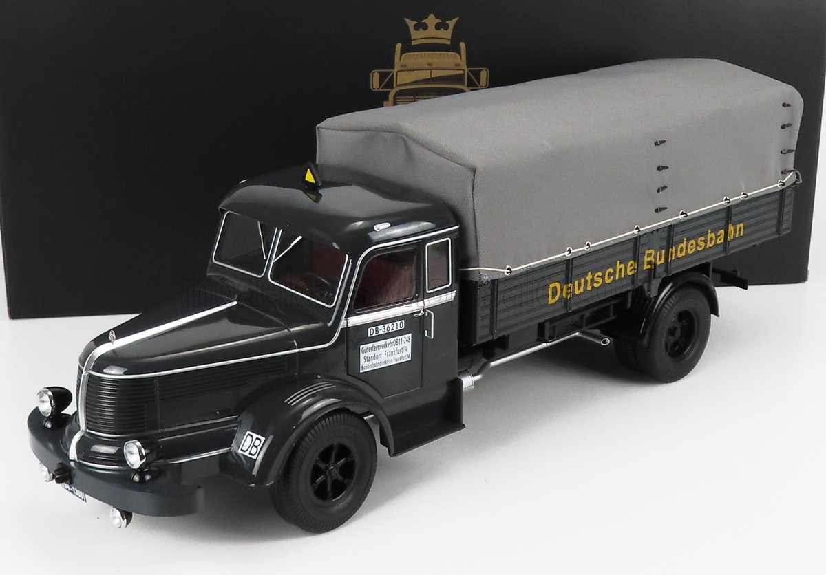 Camion Krupp Titan SWL 80 flatbed truck Deutsche Bundesbahn 1950 negru/gri - 1/18 Road Kings