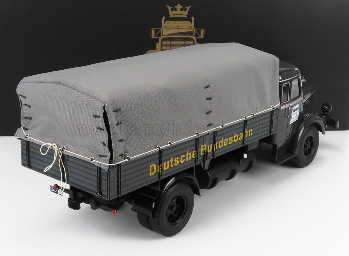 Camion Krupp Titan SWL 80 flatbed truck Deutsche Bundesbahn 1950 negru/gri - 1/18 Road Kings