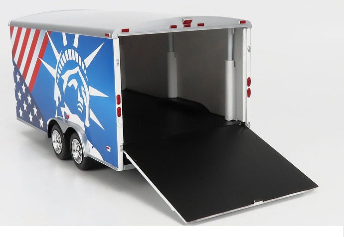 Remorca - Platforma auto Enclosed Trailer Patriotic USA- 1:18 Auto World