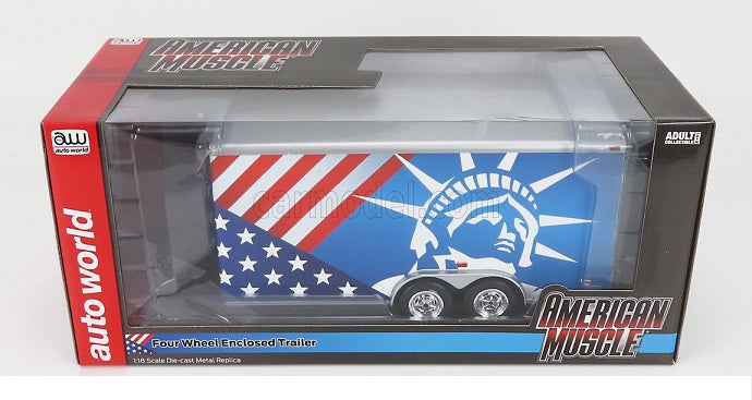 Remorca - Platforma auto Enclosed Trailer Patriotic USA- 1:18 Auto World