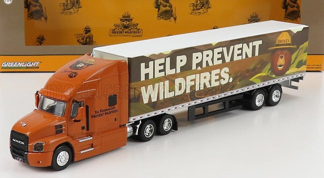 TIR Mack Anthem 18 Wheeler with trailer (Help Prevent Wilffires) - 1/64 Greenlight