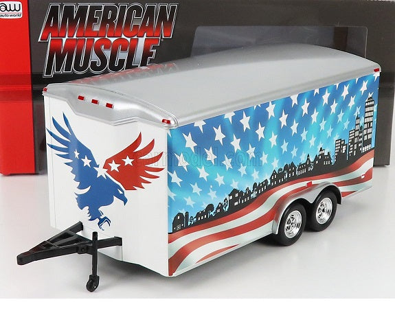 Remorca - Platforma American Muscle Enclosed Car Trailer - 1/18 Auto World