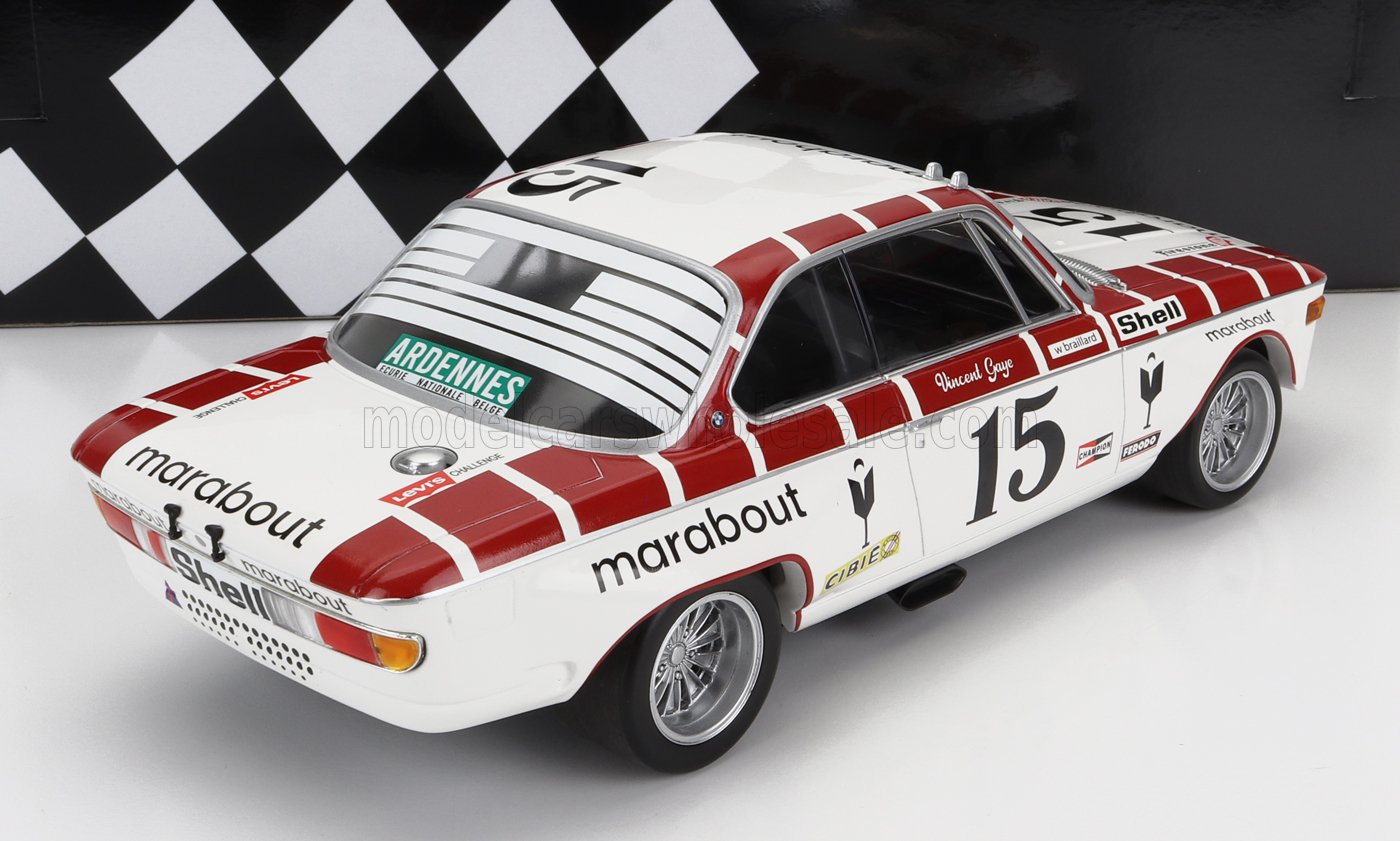 BMW 2800 CS #15 racing team marabout gaye/braillard 24h spa 1972 1/402 pcs - 1/18 Minichamps