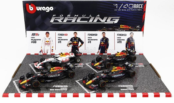 Set 4 machete Formula 1 Red Bull Racing Max Verstappen/Sergio Perez - 1/43 Bburago