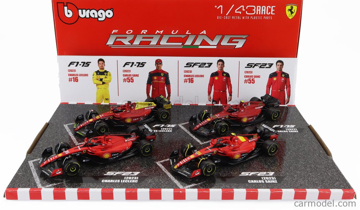 Set 4 machete Formula 1 Ferrari  Leclerc/Sainz 2022-2023 - 1/43 Bburago