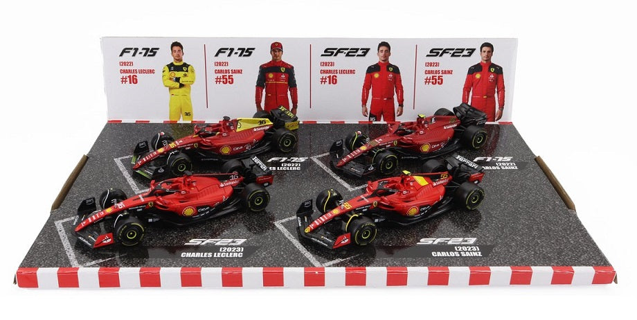 Set 4 machete Formula 1 Ferrari  Leclerc/Sainz 2022-2023 - 1/43 Bburago