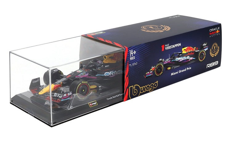 Formula 1 Oracle Red Bull Racing RB19 2023 Miami Grand Prix #1 Max Verstappen cu vitrina plexiglass - 1/24 Bburago