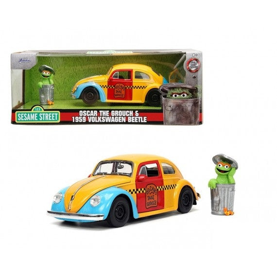 Vw Beetle 1959 cu figurina Oscar The Grouch - 1/24 Jada