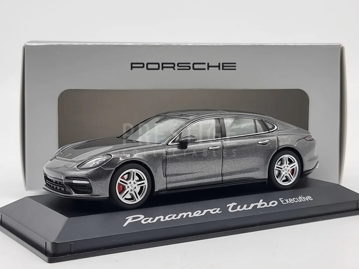 Porsche Panamera Turbo Executive gri cu vitrina plexiglass - 1/43 Herpa