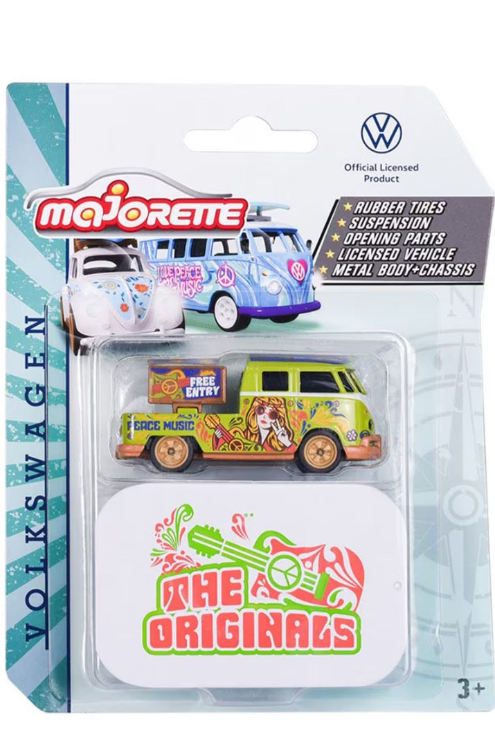 Masinuta Vw verde/maro + cutie metalica depozitare - 1/64 Majorette