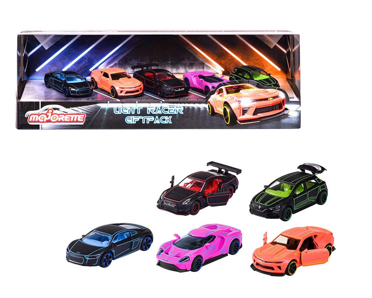 Set 5 masinute metalice Light Racer Giftpack - 1/64 Majorette