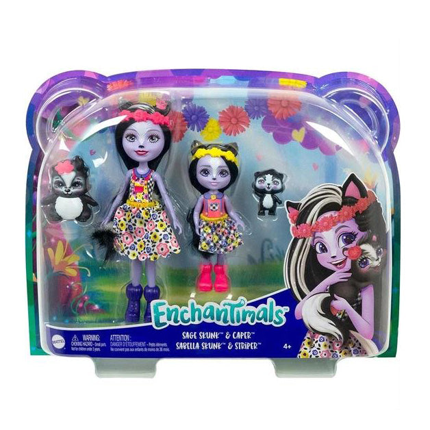 Set Papusi Enchantimals - Sage Skunk & Caper si Sabella Skink & Striper