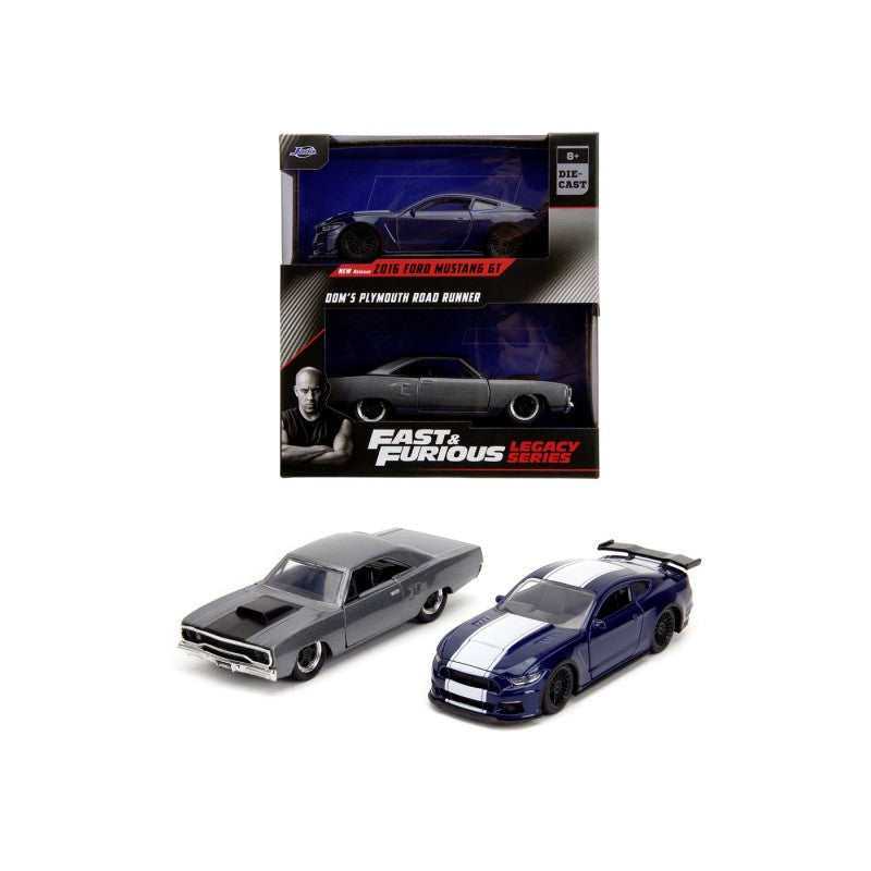 Set 2 masinute Ford Mustang GT 2016 si Plymouth Road Runner - 1/32 Jada