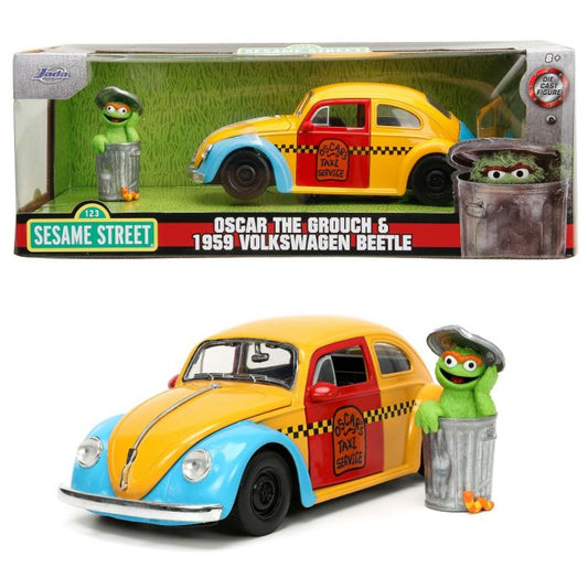 Vw Beetle 1959 cu figurina Oscar The Grouch - 1/24 Jada