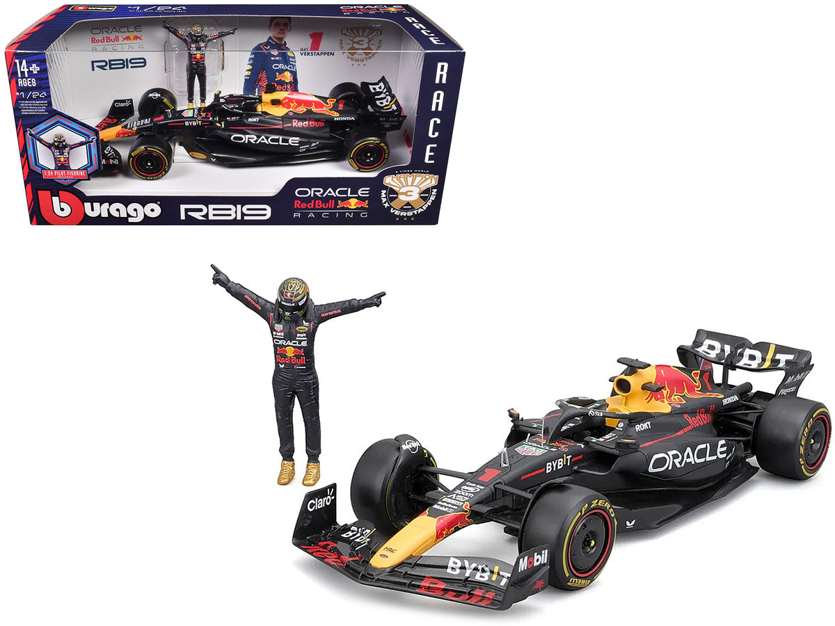 Formula 1 Red Bull Racing RB19 #1 2023 cu figurina Max Verstappen - 1/24 Bburago