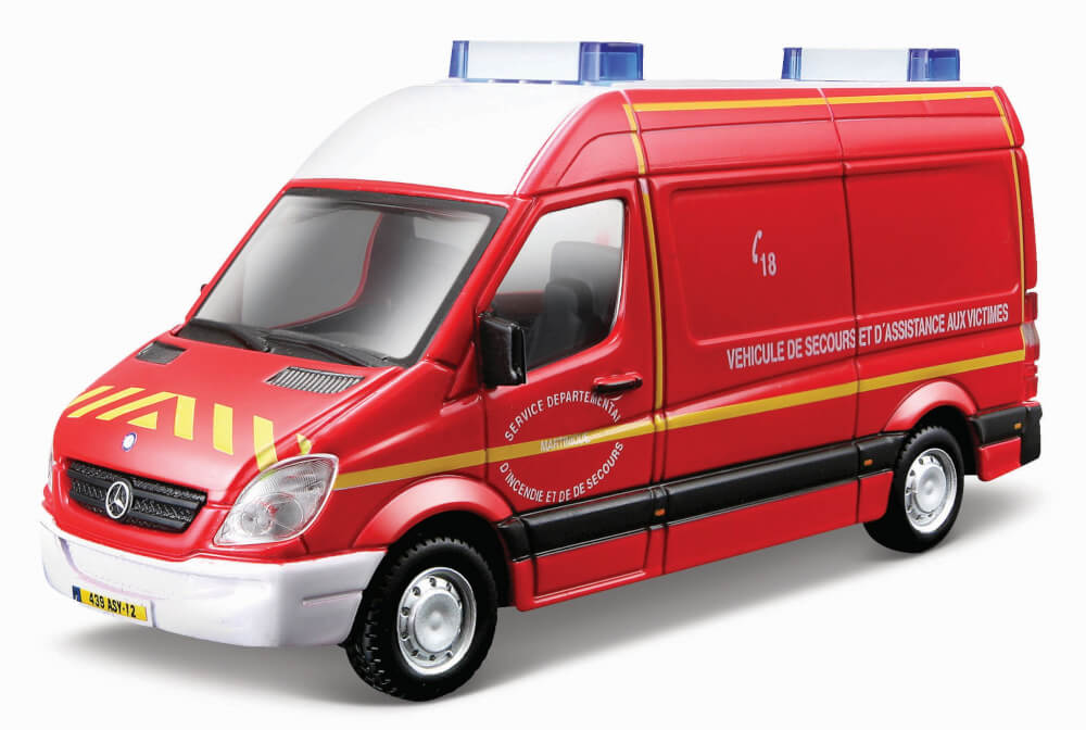 Mercedes Sprinter rosu/alb Emergency - 1/50 Bburago