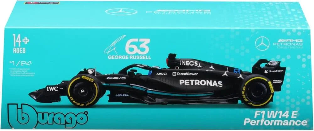 Formula 1 Mercedes AMG 2023 #63 George Russell cu vitrina plexiglass - 1/24 Bburago