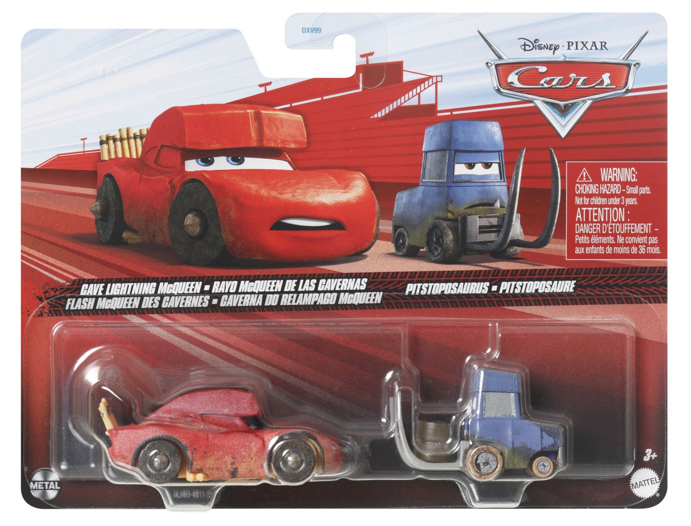 Set 2 masinute Cars - Cave Lightning McQueen si Pitstoposaurus - 1/55 Cars