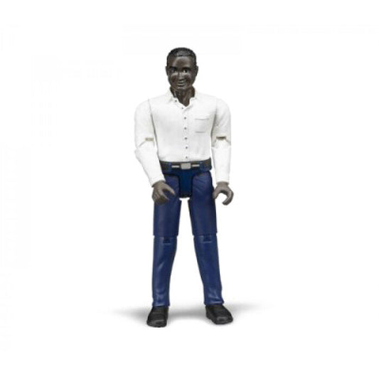 Figurina Barbat negru cu pantaloni bleumarin si camasa alba 10cm 60004 - Bruder