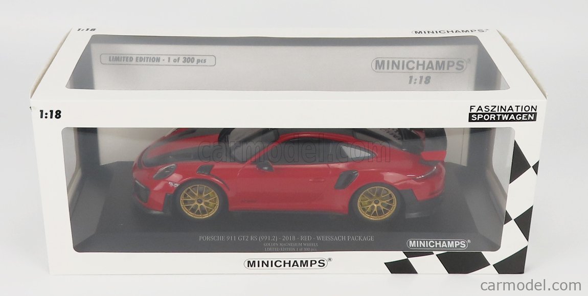 Porsche GT2 RS 2018 rosu/negru/auriu 1/300pcs - 1/18 Minichamps