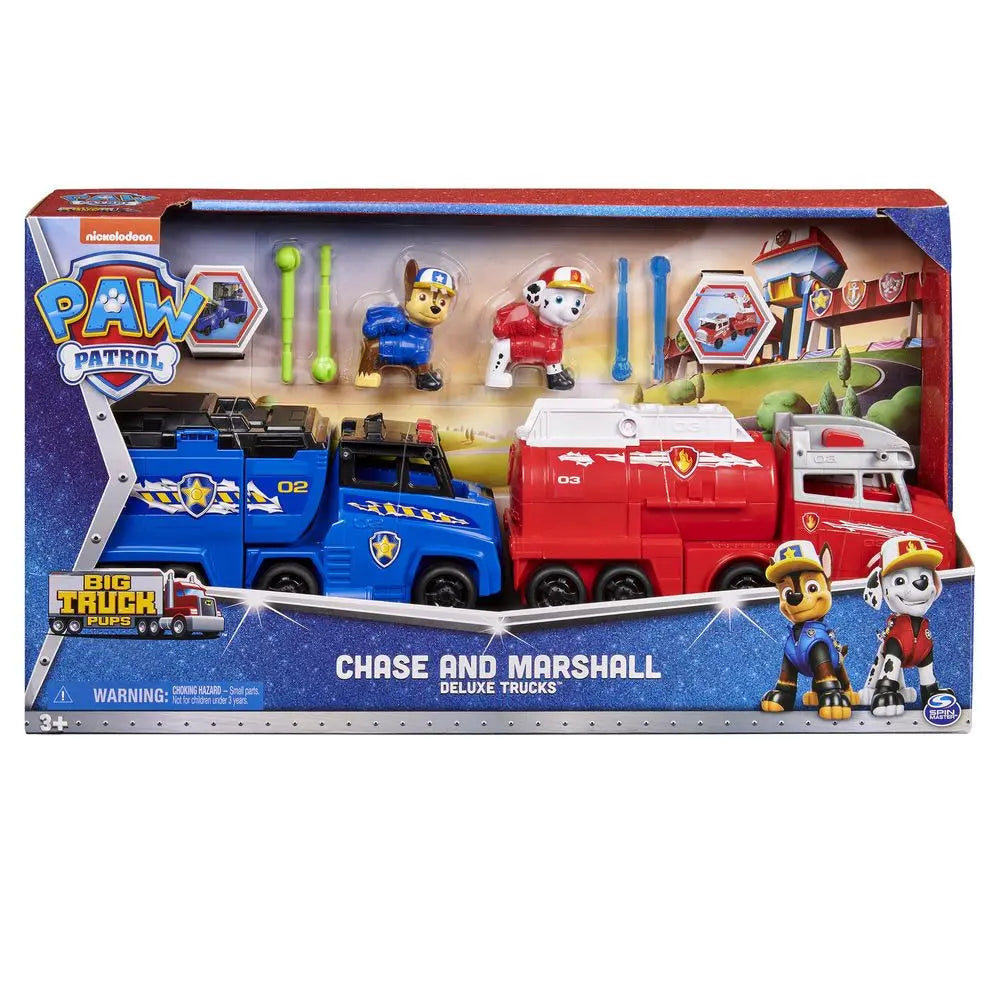 Set 2 camioane cu figurine Paw Patrol Big Truck Pups Chase and Marshall Deluxe Trucks