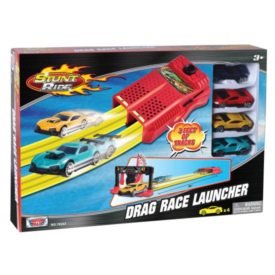 Pista Stunt Ride cu 4 masinute Drag Race Launcher - MotorMax