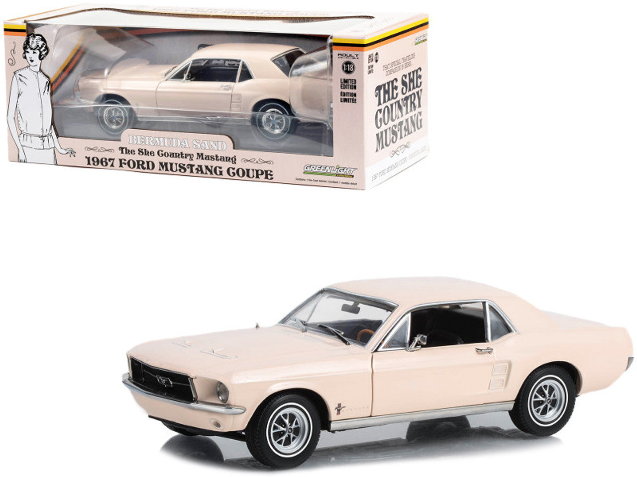 Ford Mustang Coupe 1967 "The She Country Mustang" Bermuda Sand - 1/18 Greenlight