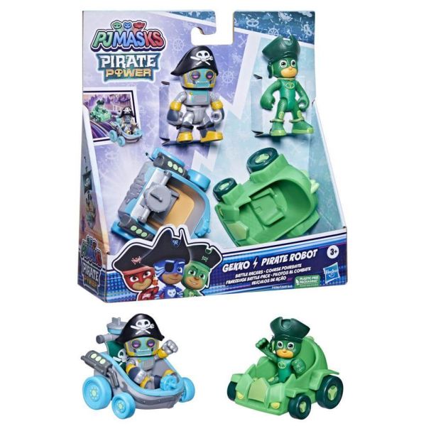 Set 2 figurine Eroi in pijama cu 2 vehicule - Gekko si Pirate Robot