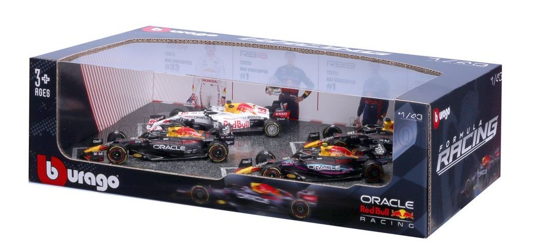 Set 4 machete Formula 1 Red Bull Racing Max Verstappen/Sergio Perez - 1/43 Bburago