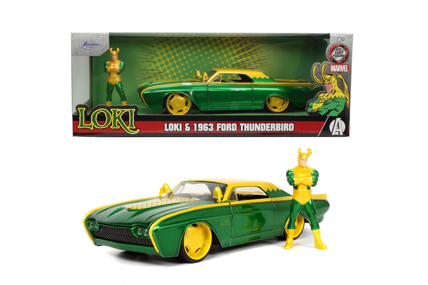 Ford Thunderbird 1963 cu figurina Loki - 1/24 Jada