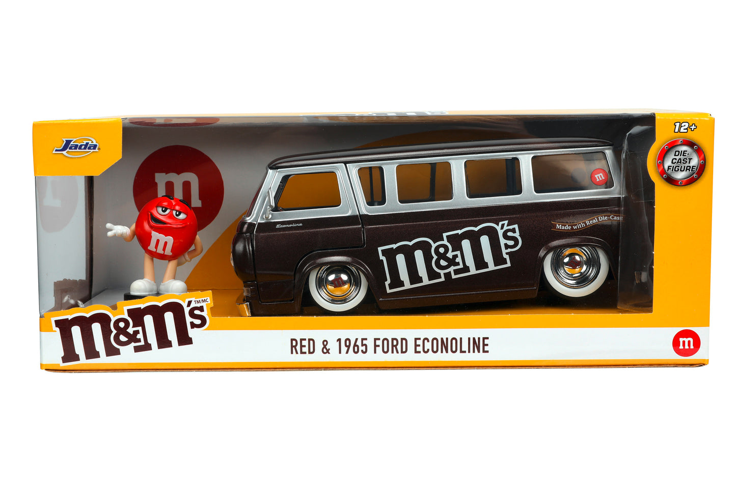 Ford Econoline 1965 cu figurina M&M's rosu - 1/24 Jada