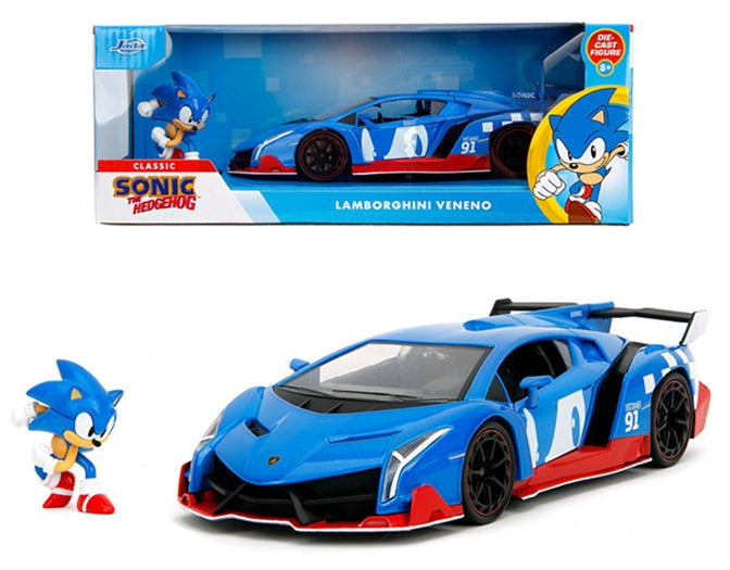 Lamborghini Veneno cu figurina Sonic The Hedgehog - 1/24 Jada