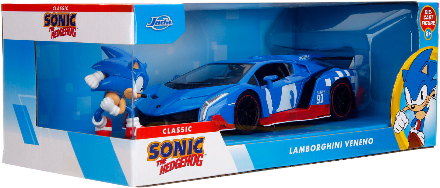 Lamborghini Veneno cu figurina Sonic The Hedgehog - 1/24 Jada