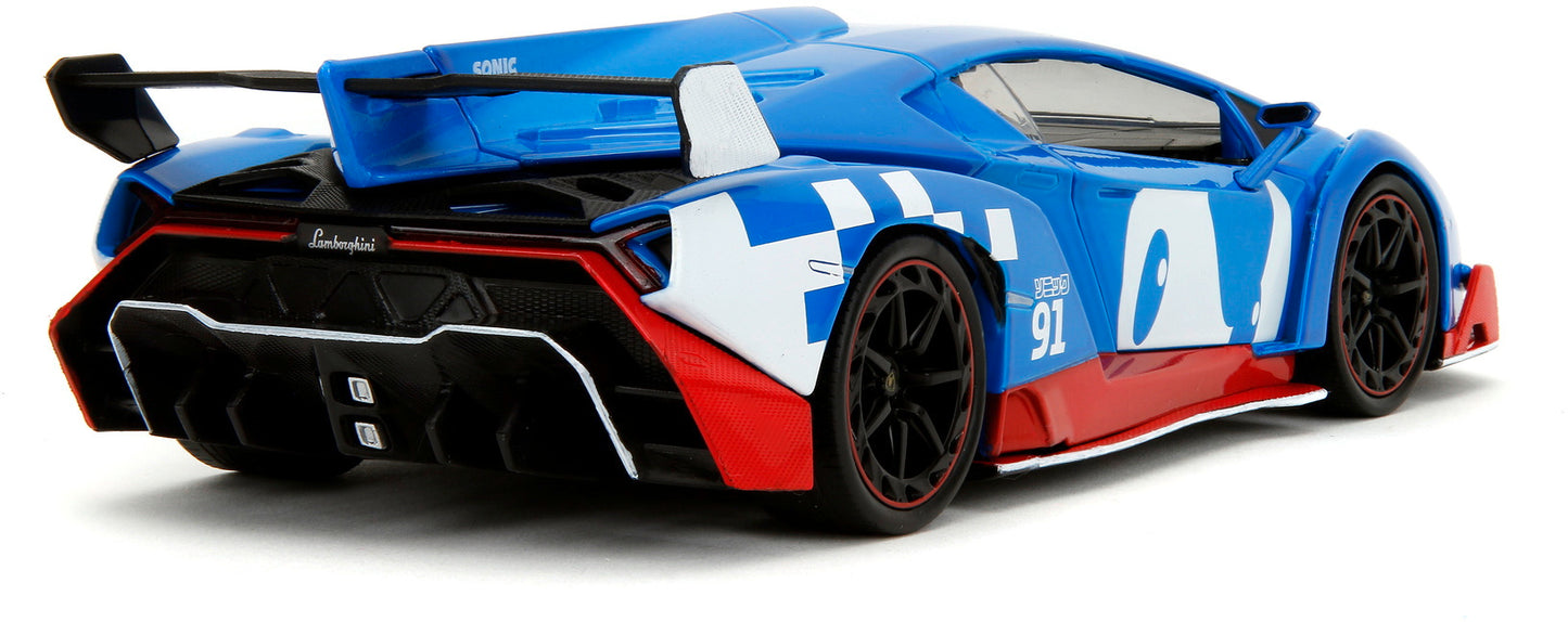 Lamborghini Veneno cu figurina Sonic The Hedgehog - 1/24 Jada