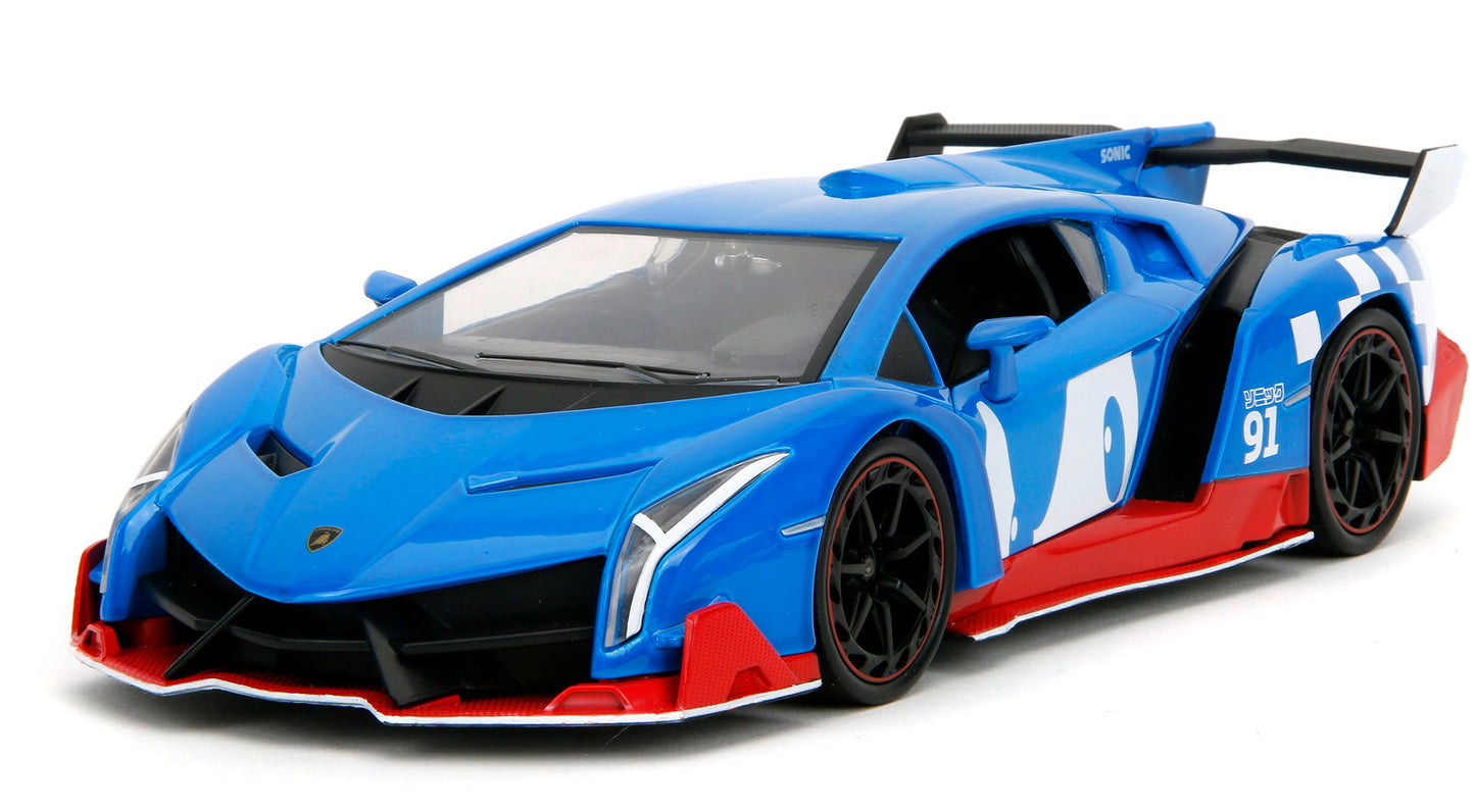 Lamborghini Veneno cu figurina Sonic The Hedgehog - 1/24 Jada