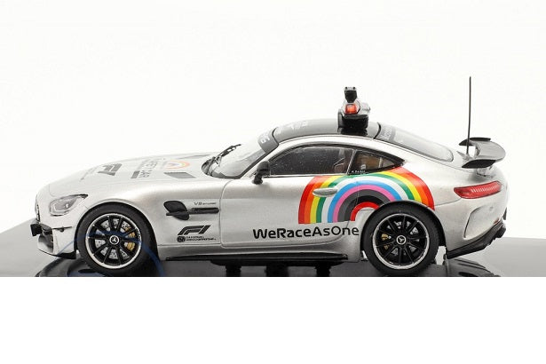 Mercedes-Benz AMG GT-R Safety Car 2020 gri/curcubeu cu vitrina plexiglass - 1/43 Ixo Models