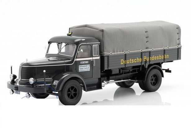 Camion Krupp Titan SWL 80 flatbed truck Deutsche Bundesbahn 1950 negru/gri - 1/18 Road Kings