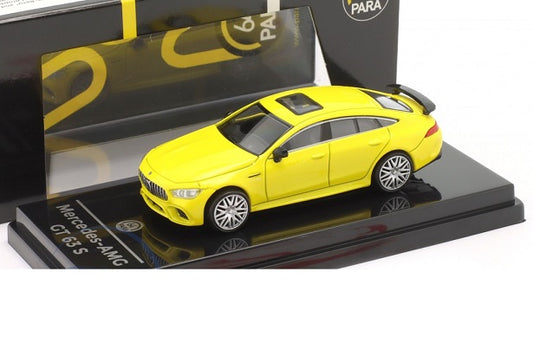 Mercedes-AMG GT 63 S 2018 (galben) cu vitrina plexiglass - 1/64 Paragon