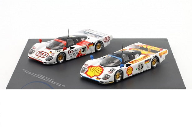 Set 2 machete Dauer Porsche 962 Winner 24h LeMans 1994 #35 si #36 cu vitrina plexiglass - 1/43 Werk83