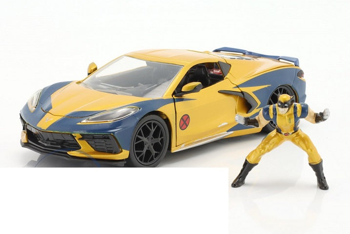 Chevrolet Corvette Stingray 2020 cu Figurina Wolverine - 1/24 Jada