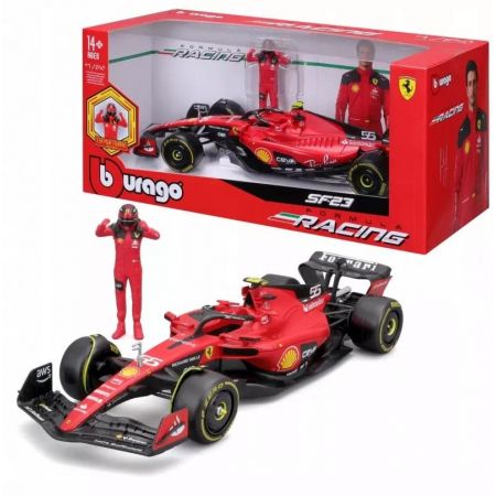 Formula 1 Ferrari SF-23 #55 cu figurina Carlos Sainz jr. - 1/24 Bburago