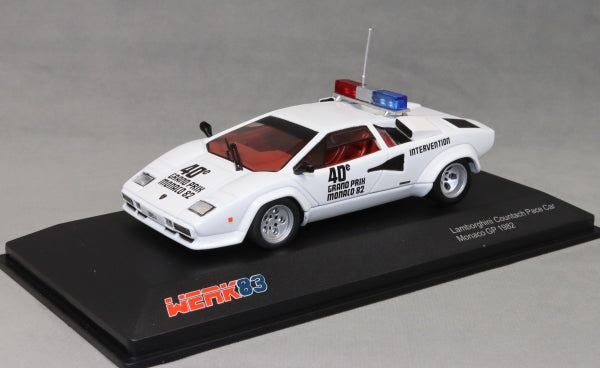 Lamborghini Countach alb Pace Car Monaco GP 1982 cu vitrina plexiglass - 1/43 Werk83